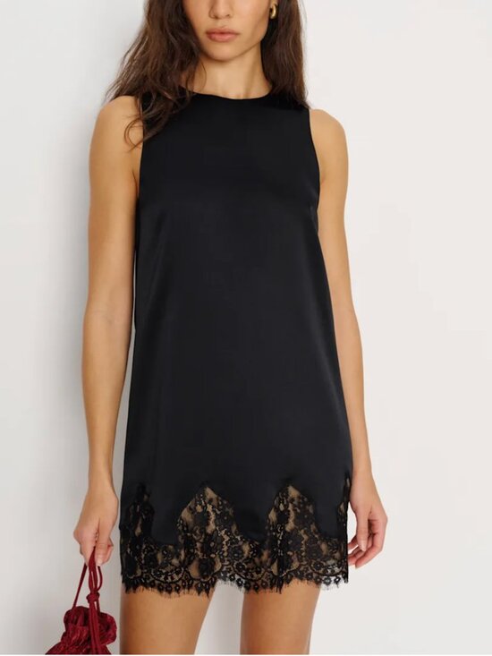 Reformation Dresses & Skirts - Reformation Jessalyn Silk Mini Dress - Black Noir Lace French Classic